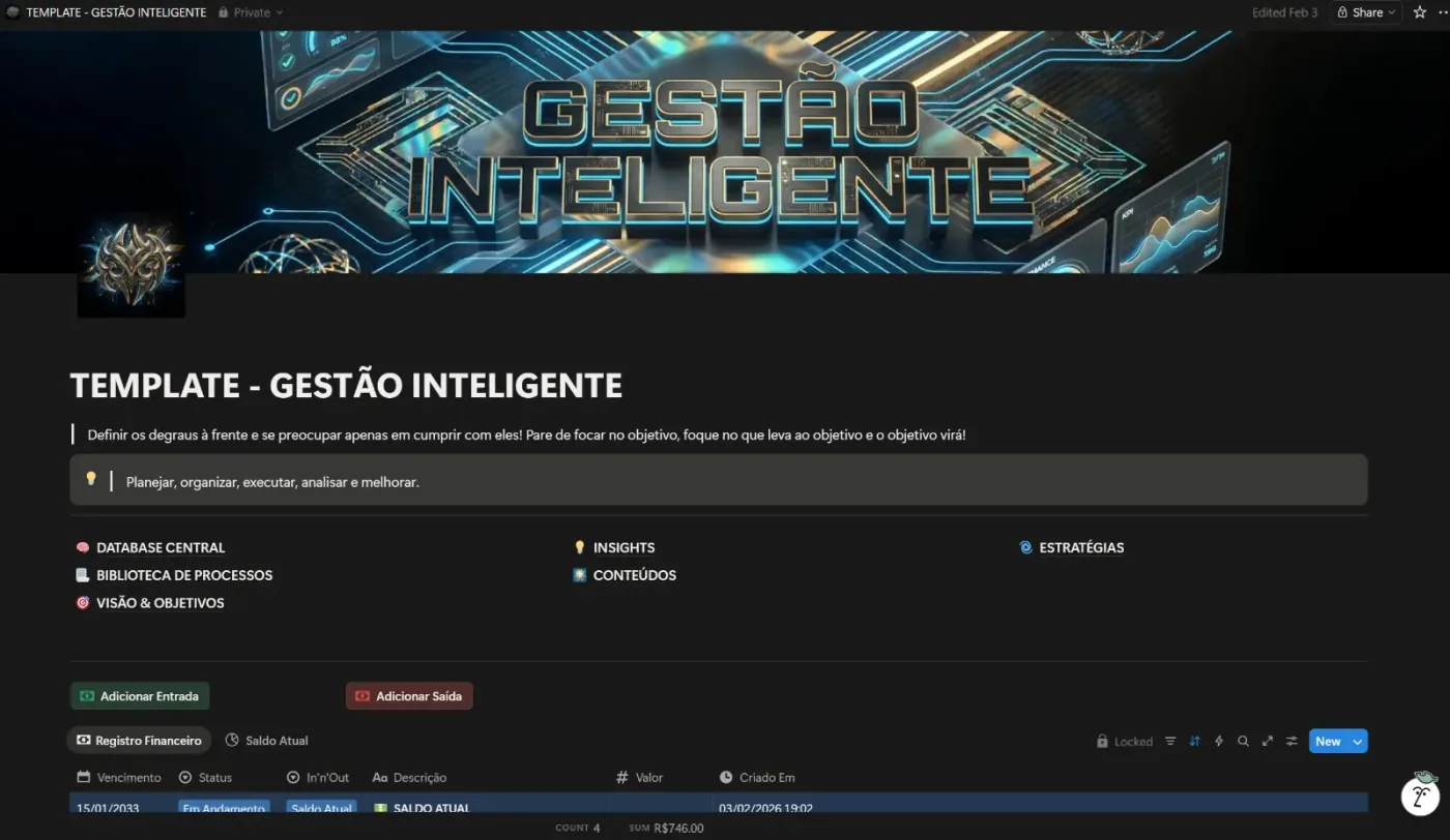 Preview do template no Notion, tela 9